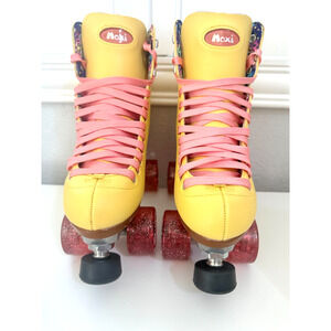 Moxi Beach Bunny Roller Skates Lemon Drop Yellow Vinyl Size Men 6 Women’s 7–7.5